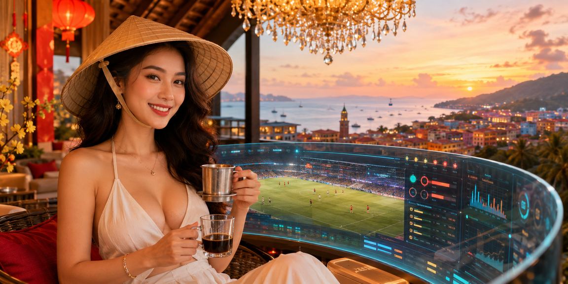 Người dùng tại Phú Quốc đội nón lá theo dõi kèo cá cược thể thao